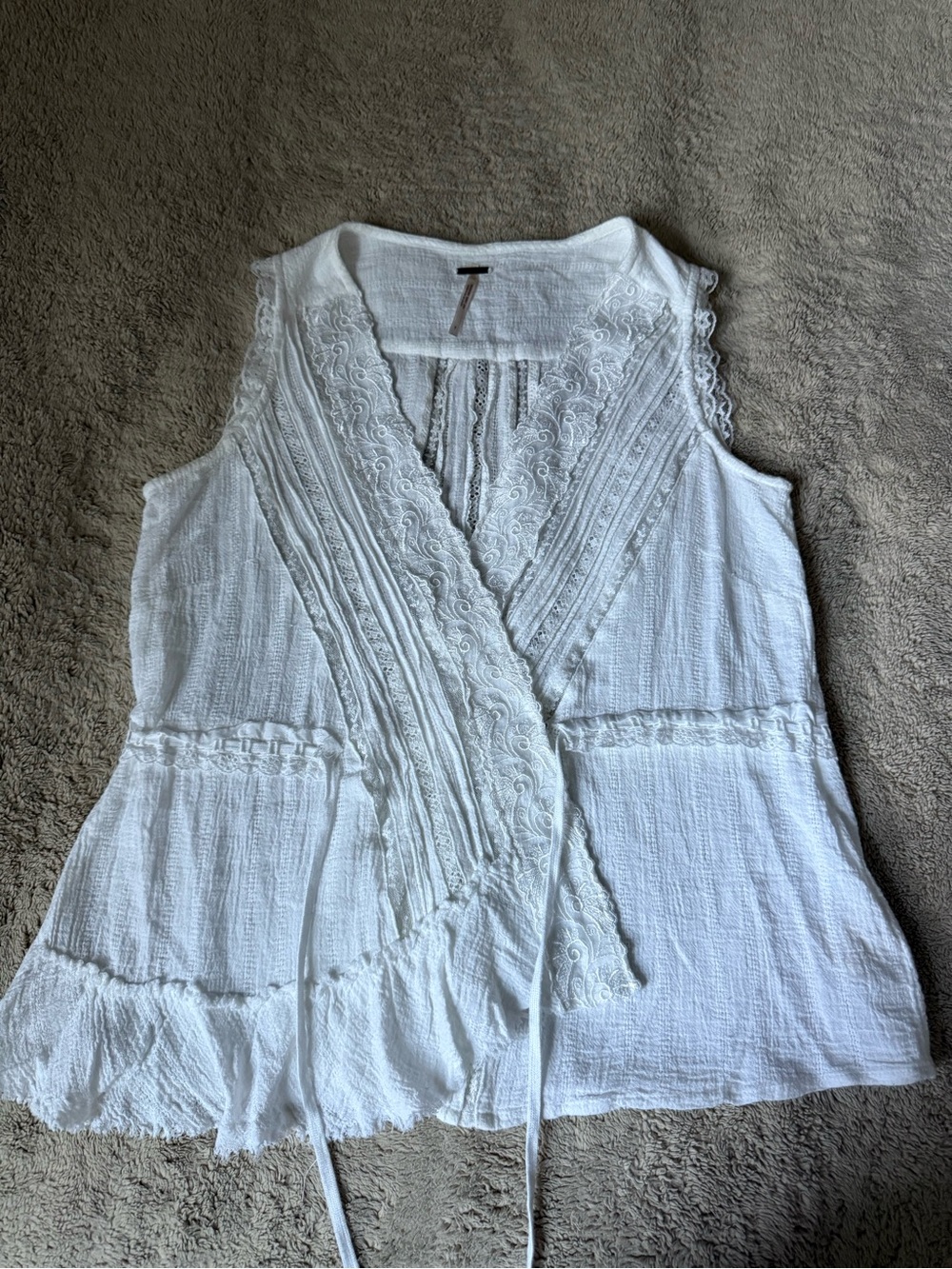 Free People White Lace-Trim Wrap Camisole